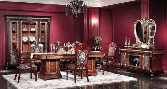 Hand Carved Long Modern European Style Dining Table 6 Seat SGS