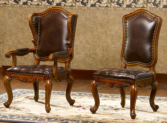 ISO14001 Antique Wooden Throne Chair Elegant Antique Upholstered Dining Chairs
