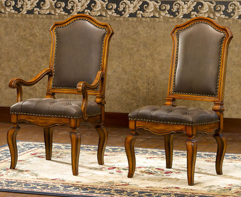 ISO14001 Antique Wooden Throne Chair Elegant Antique Upholstered Dining Chairs