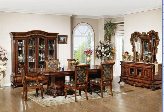 Hand Carved Long Modern European Style Dining Table 6 Seat SGS