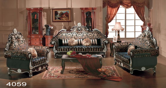 MDF European Luxury Living Room Furniture Vintage Fabric Sofa Set With Coffee Table