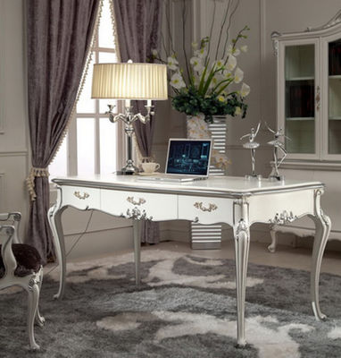 De glanzende Koninklijke Klassieke Luxueuze Houten Witte Schrijftafel en de Stoel van HuisBureaus