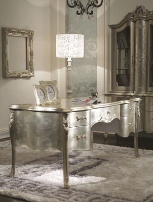De glanzende Koninklijke Klassieke Luxueuze Houten Witte Schrijftafel en de Stoel van HuisBureaus