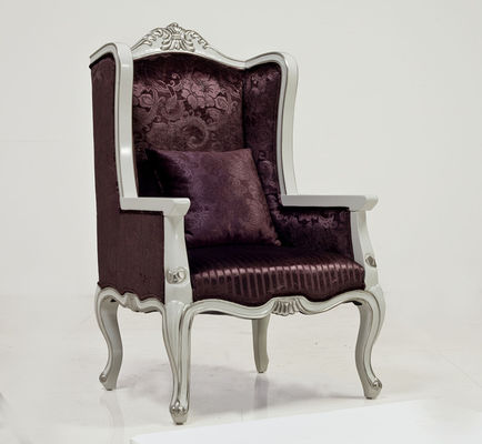 Van de het Hotelhal van de stoffenglasvezel de Koning Throne Chair 75kg van Sofa Chair Vintage Antique Silver