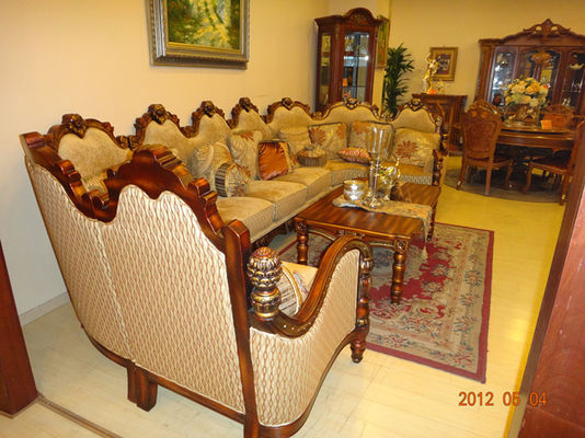 Neoclassical Living Room Velvet Corner Sofas 9 Seater U Shaped Sofa 45kg/Cbm Sponge