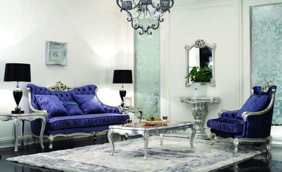 CAD 3D van het de Woonkamermeubilair van de 3 Stukluxe Modern Blauw 3 2 1 Seater-Fluweel Sofa Sets