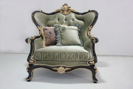 Cyaanoem Doorgenaaid Fluweel Sectioneel Houten Klassiek Sofa Set Living Room 2 Seat