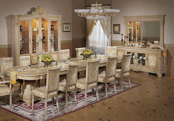 Luxueus Italiaans Vastgesteld Antiek de Eetkamermeubilair van de Paleis Houten Snijdend Eettafel