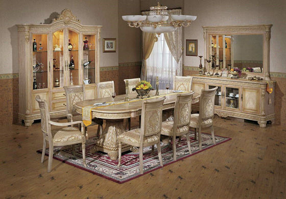 Luxueus Italiaans Vastgesteld Antiek de Eetkamermeubilair van de Paleis Houten Snijdend Eettafel